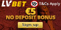 LV BET Casino And Mobile $/€5 No Deposit Bonus + 1000 LV Spins A3_engeuro_120x60